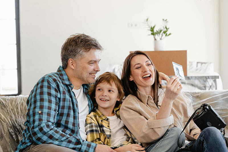Family enjoying a comfortable living room